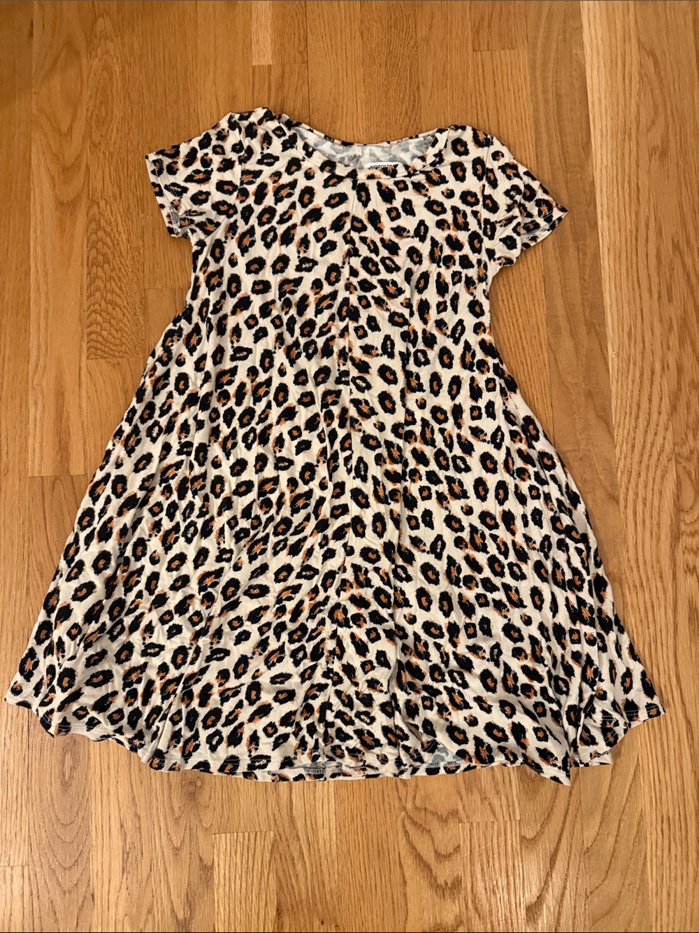 Nordstrom Girls Leopard Print Short Sleeve Swing Dress - Beige, Black, Brown
